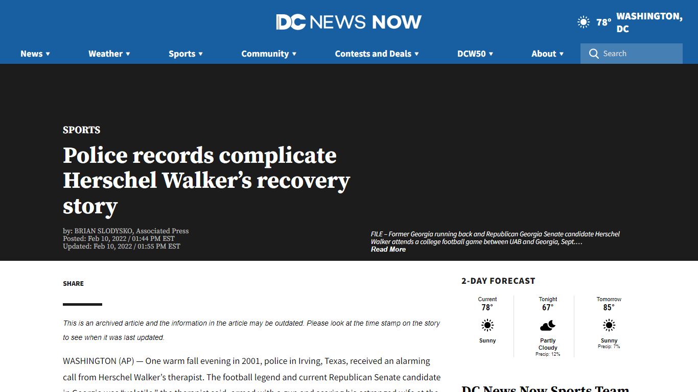 Police records complicate Herschel Walker’s recovery story